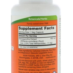 Health & Beauty Ashwagandha NOW FOODS 450 Mg, 90 Veg Capsules Essential Mineral