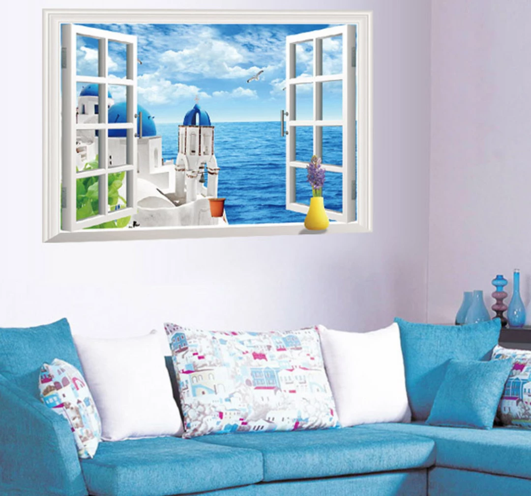Banggood Creative Fake Window Picture Of Seaside Scene Wall Home Decoration Removable 1 Banggood Creative Fake Window Picture Of Seaside Scene Wall Home Decoration Removable