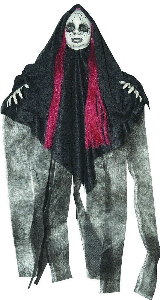 Morris Halloween Props/Decoration Creepy Doll Black With Red Hair Halloween Decoration Prop 1 Morris Halloween Props/Decoration Creepy Doll Black With Red Hair Halloween Decoration Prop