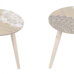 MAL Bohemian Style Mandala Side Table Bedside Coffee Table With Black & White Prints Home & Garden