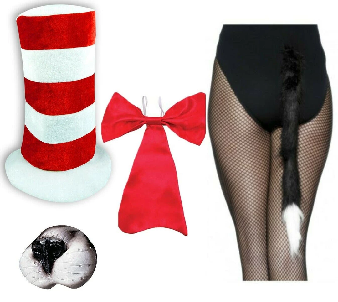 Crazy Costume Deals Dr Seuss Cat In The Hat Nose Bow Tie Top Hat Kids Boys Girls Costume KIT Costume Accessories 1 Crazy Costume Deals Dr Seuss Cat In The Hat Nose Bow Tie Top Hat Kids Boys Girls Costume KIT Costume Accessories
