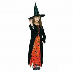 Unbranded Halloween Costumes Classic Witch Costume Black Orange Dress Halloween Kids Dress Up With Hat