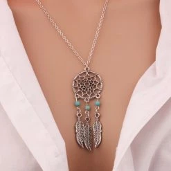 AliExpress Fashion Jewelry Dream Catcher Necklace Leaves Feather Turquoise Pendant GOLD Or SILVER 7 AliExpress Fashion Jewelry Dream Catcher Necklace Leaves Feather Turquoise Pendant GOLD Or SILVER