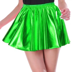 JD Party Christmas Adult Costumes Green Christmas Outfit Metallic Skirt Beret Hat Teens Ladies Costume Kit