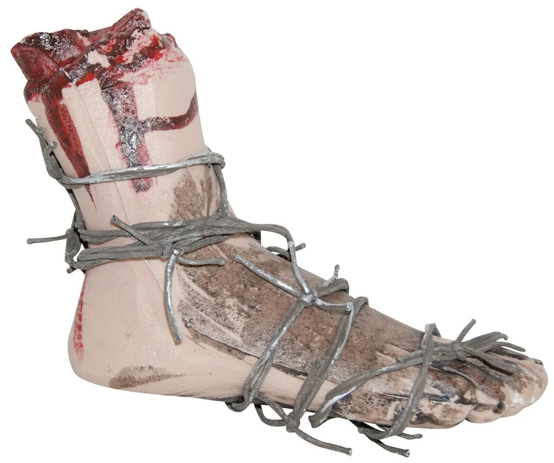 Morris Bloody Foot With Barbed Wire Halloween Decoration Prop 1 Morris Bloody Foot With Barbed Wire Halloween Decoration Prop