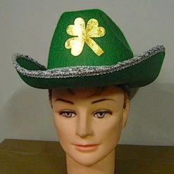 Aussie Toys St Patrick's Day Green Shamrock Clover Cowboy Hat