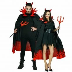 Unbranded Halloween Costumes Adult Deluxe Fire Devil Collared Cape Costume Halloween Evil Hell Demon Dress Up