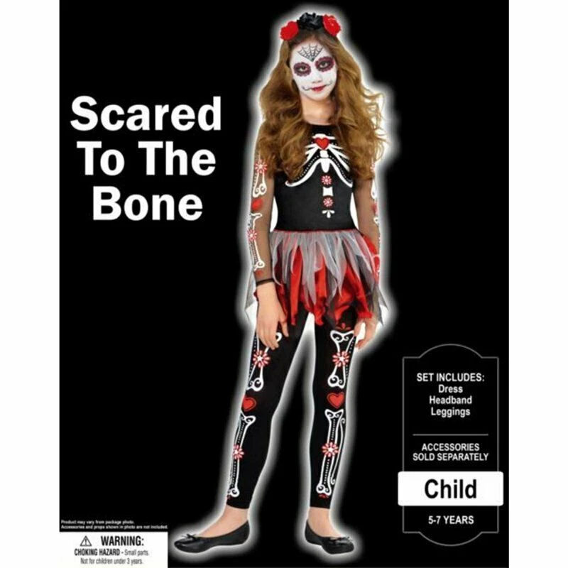 Amscan Day Of The Dead Girls Halloween Costume Tutu Mask Leggings & Headband Halloween Costumes 2 Amscan Day Of The Dead Girls Halloween Costume Tutu Mask Leggings & Headband Halloween Costumes
