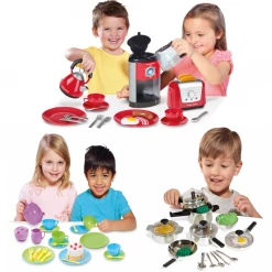 ATD Casdon Pots And Pans Dinnerware Tea Set Kitchen Set Toy Pretend Play
