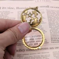 AliExpress Fashion Jewelry Steampunk Magnifying Glass Rhinestone Locket Necklace Pendant Monocle Gold Chain