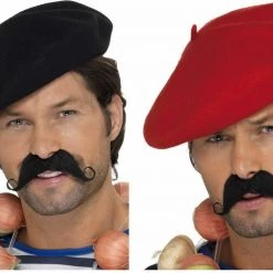 Smiffys Black Red French Beret Bastille Day Mime France Hat French Costume Kit