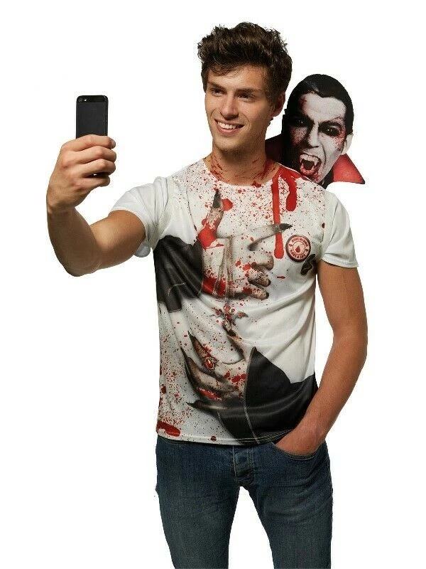 Rubie's Vampire Selfie Shocker Shirt Size Standard Mens Halloween Costume 1 Rubie's Vampire Selfie Shocker Shirt Size Standard Mens Halloween Costume