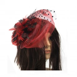 JD Party Costume Accessories Fascinator With Feather And Veil Party Wedding Headpiece