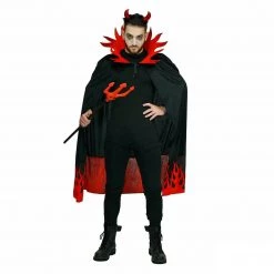 Unbranded Halloween Costumes Adult Deluxe Fire Devil Collared Cape Costume Halloween Evil Hell Demon Dress Up