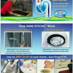 Unbranded Home & Garden 12pcs Sani Sticks Kitchen Toilet Bathtub Drain Cleaner Deodorizer
