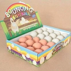 MAL 24pk Realistic Lifelike Bouncing Egg Ball 2 Assorted Easter Bouncing Pet Toys Costume Accessories