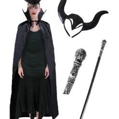 JD Adult Womens Maleficent Mistress Of Evil Queen Headpiece Halloween Black Cape 8 JD Adult Womens Maleficent Mistress Of Evil Queen Headpiece Halloween Black Cape