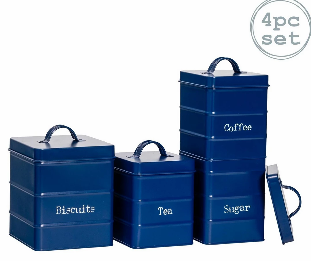 RINKIT Set Of 4 Vintage Kitchen Canisters Tea Coffee Sugar Biscuit Home Decor 1 RINKIT Set Of 4 Vintage Kitchen Canisters Tea Coffee Sugar Biscuit Home Decor