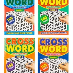 JEN 4 Pack Of A4 Large Print Crossword Puzzle Books 240 Puzzles To Solves Fun Games Home & Garden