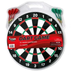 ABT Home & Garden Formula Sports 38cm Dartboard With 6 Darts Family Game Double Sided 2 Games