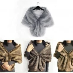 AliExpress Fashion Elegant Faux Fur Winter Long Shawl For Women Wrap Shrug Scarf Coats Clothing Apparel