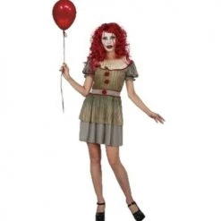 Sweidas Pennywise IT Vintage Clown Halloween Ladies Costume Halloween Costumes