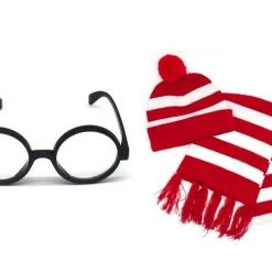 JD Party Costumes Where's Wally Costume Dress Up Book Week Red White Stripe Swans French Mystery