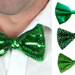 Sweidas Costume Accessories St Patrick Day Irish Bow Ties Shamrock Sequin Satin Gold Spots
