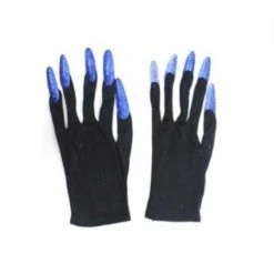 JD Party Black Gloves With Long Glitter Nails Halloween Devil Vampire Costume Accessory Halloween Costumes