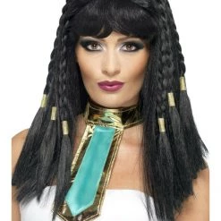 Rubie's Queen Ancient Black Cleopatra Ladies Wig With Braid Bangs And Headband 8 Rubie's Queen Ancient Black Cleopatra Ladies Wig With Braid Bangs And Headband