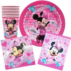 Balloon Agencies Minnie Mouse Party Supplies Pack 40, 8 Plates, 8 Cups, 8 Lootbags, 16 Napkins