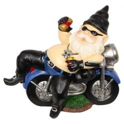 MALMAR Home & Garden 30cm DRUNK GNOME BIKER Bike Garden Outfitted Ornament Figurine Statues Christmas