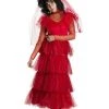 Rubie's Beetlejuice Lydia Deetz Red Wedding Dress Halloween Ladies Costume