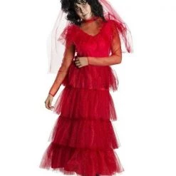 Rubie's Beetlejuice Lydia Deetz Red Wedding Dress Halloween Ladies Costume