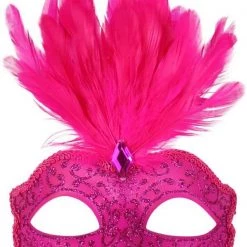 Tomfoolery Burlesque Glitter Masquerade Mask With Feathers And Gem Costume Mask