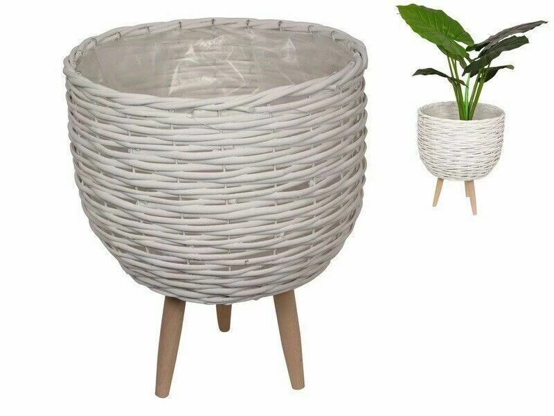 MAL Natural Wicker Plant Holder On Stand Indoor Outdoor Articificial Real Planter 1 MAL Natural Wicker Plant Holder On Stand Indoor Outdoor Articificial Real Planter