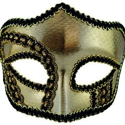 Sweidas Gold Style With Black Piping Mens Masquerade Eye Mask