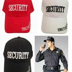 Unbranded Security Guard Hat Adjustable Security Baseball Cap Black Red Or White Costume Accessories