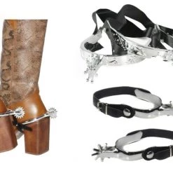 Sweidas Costume Accessories Wild West Silver Cowboy Spurs Costume Accessory For Shoes Boots
