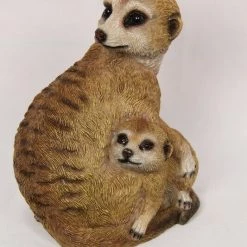 MALMAR Home & Garden 21CM MOTHER AND BABY MEERKAT Family Ornament Statue Figurine Sculpture Garden