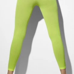 Unbranded Fluro 80s Opague Costume Footles Tights | Neon Pink Neon Green Neon Orange Pants Costume Accessories