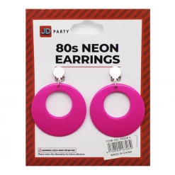 JD Party Teardrop Fluro Earrings Neon 80s Retro Rock Star Jewellery Costume Accessory