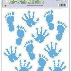 Beistle Baby Shower Baby Boy Footprints & Hand Prints Wall Clings Party Decorations Party Supplies