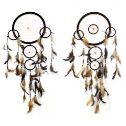 JD Dream Catchers With 5 Rings And Feathers Wall Hanging Decoration Home & Garden