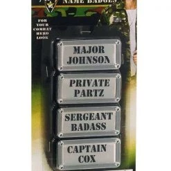 Tomfoolery Military Combat Hero Army Air Force Navy Rank Name Badges 4 Pack Costume Accessory
