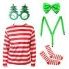 Unbranded Stripy Christmas Elf Costume Kit Santa's Little Helper Kids Costume Set