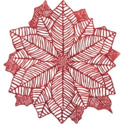 Balloon Agencies Modern Poinsettia Shaped Vinyl Red Placemats Party Supplies Christmas Party Supplies