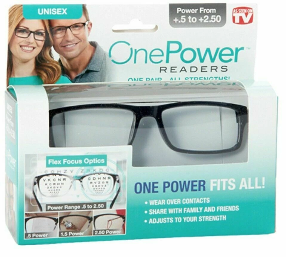 ONE POWER READERS Reading Glasses 1.0 - 2.5 One Pair All Strengths 1 ONE POWER READERS Reading Glasses 1.0 - 2.5 One Pair All Strengths