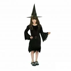 Unbranded Halloween Costumes Classic Witch Costume Black Orange Dress Halloween Kids Dress Up With Hat