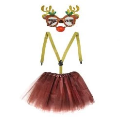 JD Party Christmas Rudolph Reindeer Tutu Size Small Girls Costume Kit Christmas Kids Costume